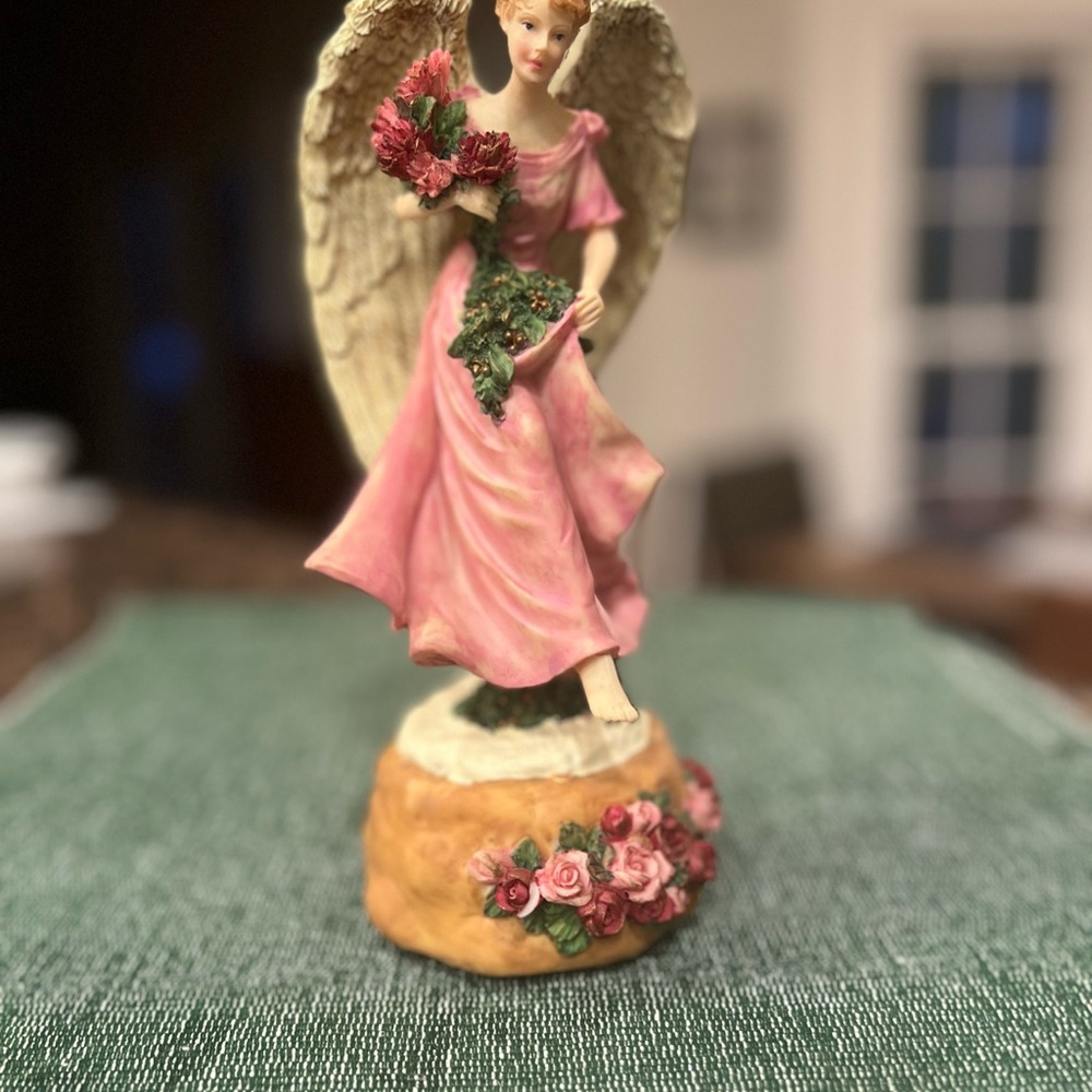 Pink Angel Figurine with Roses